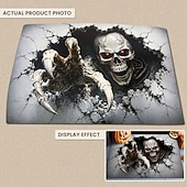  Halloween 3D Optical Illusion Doormat Skeleton Hand Front Door Mat Cracked Floor Skull Indoor Outdoor Entrance Rug Scary Halloween Porch Decor