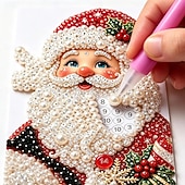 お買い得  装飾品-3Dクリスマス木製ハウスパールアートキットDIYダイヤモンドアート、ラインストーン付きジンジャーブレッドハウスクラフトキット、クリスマスオーナメントデコレーション、大人と子供向け手作りホリデーギフト