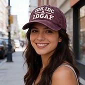 cheap Gifts-IDK IDC &amp; IDGAF Embroidery Baseball Caps, Vintage Washed Adjustable Dad Hat, Funny Sarcastic Quote Cap for Women Men, Casual Unisex Outdoor Gift