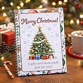  broșură cu felicitări cadou de Crăciun, suport pentru felicitări cadou de Crăciun cu 10 pagini, carte cu felicitări cadou de Crăciun Fericit pentru adulți, broșură cu felicitări cadou DIY, cadouri pentru ciorap de Crăciun, cadouri cu Moș Crăciun secret și