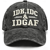 cheap Gifts-IDK IDC &amp; IDGAF Embroidery Baseball Caps, Vintage Washed Adjustable Dad Hat, Funny Sarcastic Quote Cap for Women Men, Casual Unisex Outdoor Gift