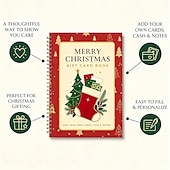  Carte organizatoare de felicitări de Crăciun Fericit, suport spiralat pentru felicitări de Crăciun cu 14 pagini tematice, carte organizatoare durabilă cu copertă cartonată pentru felicitări de