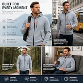 cheap Fleece Hoodie-Men's Hoodie Full Zip Hoodie Fleece Hoodie Black White Wine Navy Blue Royal Blue Hooded Plain Zipper Pocket Sports &amp; Outdoor Daily Holiday Polyester Streetwear Cool Casual Spring &amp;  Fall Clothing