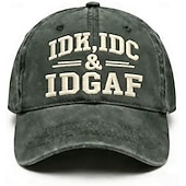 cheap Gifts-IDK IDC &amp; IDGAF Embroidery Baseball Caps, Vintage Washed Adjustable Dad Hat, Funny Sarcastic Quote Cap for Women Men, Casual Unisex Outdoor Gift