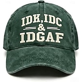 cheap Gifts-IDK IDC &amp; IDGAF Embroidery Baseball Caps, Vintage Washed Adjustable Dad Hat, Funny Sarcastic Quote Cap for Women Men, Casual Unisex Outdoor Gift
