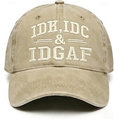 cheap Gifts-IDK IDC &amp; IDGAF Embroidery Baseball Caps, Vintage Washed Adjustable Dad Hat, Funny Sarcastic Quote Cap for Women Men, Casual Unisex Outdoor Gift