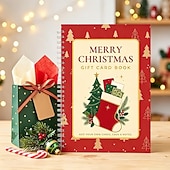 Carte organizatoare de felicitări de Crăciun Fericit, suport spiralat pentru felicitări de Crăciun cu 14 pagini tematice, carte organizatoare durabilă cu copertă cartonată pentru felicitări de
