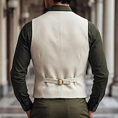  Bărbați Γιλέκο Gilet În aer liber Vacanță Petrecere Oficial Modă Șic Stradă Primăvară Toamnă Nasturi Polyester Respirabilitate Modă Simplu Cu Un Nasture În V Alb Negru Vestă
