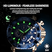 voordelige Quartz-horloges-POEDAGAR Heren Quartz Horloge Leren Band Luminous Wijzers Chronograaf Datumweergave Zakelijk Dress Gouden Kleur Horloge voor Heren Kerst Verjaardag Jubileum Cadeau voor Heren Dagelijks Zakelijk
