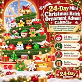  karácsonyi tégladísz adventi naptár 24 napos mini, egyedi, megépíthető ünnepi minták akasztófülekkel fákhoz, girlandokhoz &ünnepi dekoráció, barkács karácsonyi építőkockák ajándék gyerekeknek és