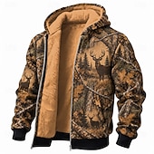  Herre Jakt Fleece Hattetrøje سترة Klassisk Jakt Med hette utendørs Brun Brun 2 Ta igjen glidelåsen Høst Vinter Designer S M L XL 2XL 3XL