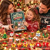  karácsonyi tégladísz adventi naptár 24 napos mini, egyedi, megépíthető ünnepi minták akasztófülekkel fákhoz, girlandokhoz &ünnepi dekoráció, barkács karácsonyi építőkockák ajándék gyerekeknek és