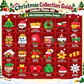  karácsonyi tégladísz adventi naptár 24 napos mini, egyedi, megépíthető ünnepi minták akasztófülekkel fákhoz, girlandokhoz &ünnepi dekoráció, barkács karácsonyi építőkockák ajándék gyerekeknek és