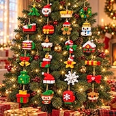  karácsonyi tégladísz adventi naptár 24 napos mini, egyedi, megépíthető ünnepi minták akasztófülekkel fákhoz, girlandokhoz &ünnepi dekoráció, barkács karácsonyi építőkockák ajándék gyerekeknek és