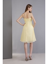 cheap Special Occasion Dresses-A-Line Wedding Party Dress Spaghetti Strap Sleeveless Short / Mini Chiffon with Criss Cross 2022