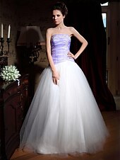 cheap Special Occasion Dresses-Ball Gown Dress Quinceanera Prom Floor Length Sleeveless Strapless Satin with Ruched Beading Appliques 2025