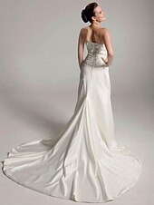 economico Abiti da sposa-A tubino Abiti da sposa Senza bretelline Strascico di corte Raso Senza maniche con 2022