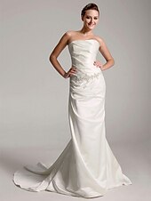 economico Abiti da sposa-A tubino Abiti da sposa Senza bretelline Strascico di corte Raso Senza maniche con 2022