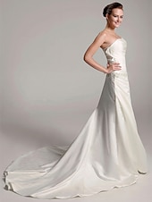 economico Abiti da sposa-A tubino Abiti da sposa Senza bretelline Strascico di corte Raso Senza maniche con 2022
