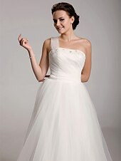 cheap Wedding Dresses-Hall Wedding Dresses Court Train Ball Gown Sleeveless One Shoulder Satin With 2023 Spring Bridal Gowns