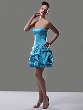 cheap Cocktail Dresses-Ball Gown Homecoming Cocktail Party Sweet 16 Dress Sweetheart Neckline Strapless Sleeveless Short / Mini Satin with Pick Up Skirt Beading 2021
