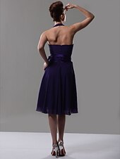 cheap Weddings &amp; Events-A-Line Bridesmaid Dress Halter Neck / V Neck Sleeveless Sexy Knee Length Chiffon with Sash / Ribbon / Bow(s) 2022