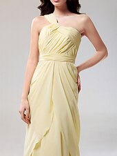 preiswerte Kleider für besondere Anlässe-Eng anliegend Alle Promi Stile Inspiriert von Emmy Offener Rücken Formeller Abend Militärball Kleid Ein-Schulter Ärmellos Bodenlanger Rock Chiffon mit Seitlich drapiert Vorne geschlitzt 2022