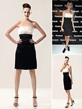 cheap Special Occasion Dresses-Sheath / Column All Celebrity Styles Dress Holiday Homecoming Knee Length Sleeveless Strapless Organza with Ruffles 2025