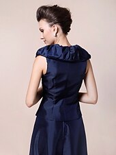 abordables Bodas y eventos-Funda / Columna Vestido de Madrina Inspiración Vintage Escote en Pico Hasta el Suelo Tafetán Manga Corta con Botones Recogido 2020