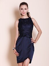 economico Matrimoni e cerimonie-Tubino / Colonna Classico &amp; Senza Tempo Abito formale Ritorno a casa Cocktail party Corto / Mini Senza Maniche Scollo a Barca Raso con Fiocco/Fiocchi Spacco sul davanti 2025