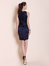 economico Matrimoni e cerimonie-Tubino / Colonna Classico &amp; Senza Tempo Abito formale Ritorno a casa Cocktail party Corto / Mini Senza Maniche Scollo a Barca Raso con Fiocco/Fiocchi Spacco sul davanti 2025
