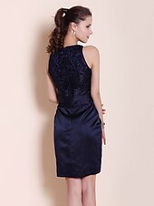 economico Matrimoni e cerimonie-Tubino / Colonna Classico &amp; Senza Tempo Abito formale Ritorno a casa Cocktail party Corto / Mini Senza Maniche Scollo a Barca Raso con Fiocco/Fiocchi Spacco sul davanti 2025