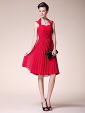 cheap Mother of the Bride-A-Line Mother of the Bride Dress Open Back Straps Knee Length Chiffon Sleeveless with Pleats Ruched 2020