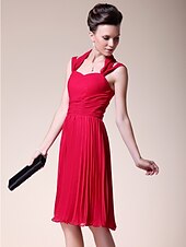 cheap Mother of the Bride-A-Line Mother of the Bride Dress Open Back Straps Knee Length Chiffon Sleeveless with Pleats Ruched 2020