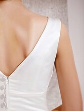 cheap Wedding Dresses-Princess A-Line Wedding Dresses V Neck Cathedral Train Satin Sleeveless with 2021