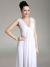 cheap Weddings &amp; Events-Sheath / Column Elegant All Celebrity Styles Inspired by TV Stars Formal Evening Military Ball Dress V Neck Sleeveless Floor Length Chiffon with Ruched Draping 2022