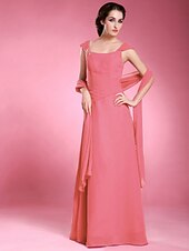 cheap Mother of the Bride-A-Line Mother of the Bride Dress Wrap Included Off Shoulder Floor Length Chiffon Short Sleeve with Beading 2022