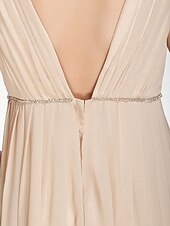 cheap Bridesmaid Dresses-A-Line Bridesmaid Dress V Neck Sleeveless Beautiful Back Floor Length Chiffon with Pleats / Beading / Draping 2022