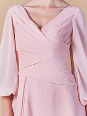 economico Matrimoni e cerimonie-Linea-A A V Al ginocchio Chiffon Abito da cerimonia per signora con Drappeggio / A incrocio di