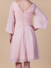 economico Matrimoni e cerimonie-Linea-A A V Al ginocchio Chiffon Abito da cerimonia per signora con Drappeggio / A incrocio di