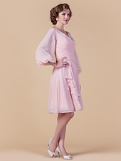 economico Matrimoni e cerimonie-Linea-A A V Al ginocchio Chiffon Abito da cerimonia per signora con Drappeggio / A incrocio di