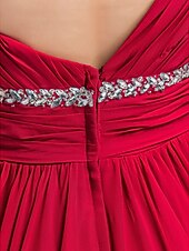 cheap Special Occasion Dresses-Sheath / Column Elegant Prom Formal Evening Dress One Shoulder Short Sleeve Sweep / Brush Train Chiffon with Ruched Beading 2022