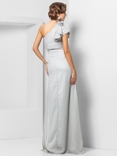 cheap Weddings &amp; Events-Sheath / Column Elegant Dress Wedding Guest Formal Evening Floor Length Sleeveless One Shoulder Bridesmaid Dress Chiffon with Sash / Ribbon Appliques 2023