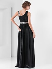 voordelige Bruiloften &amp; Feesten-Strak / kolom Blote rug Jurk Formele avonden Militair gala Tot de grond Mouwloos hihnat Chiffon met Kristaldetails Drapering 2023