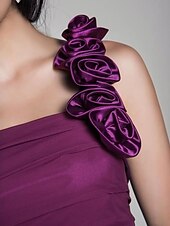 cheap Bridesmaid Dresses-Princess / A-Line Bridesmaid Dress One Shoulder Sleeveless Floral Knee Length Chiffon with Ruched / Flower 2022