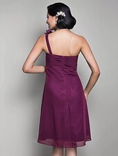 cheap Bridesmaid Dresses-Princess / A-Line Bridesmaid Dress One Shoulder Sleeveless Floral Knee Length Chiffon with Ruched / Flower 2022