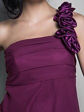 cheap Bridesmaid Dresses-Princess / A-Line Bridesmaid Dress One Shoulder Sleeveless Floral Knee Length Chiffon with Ruched / Flower 2022