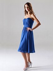 cheap Weddings &amp; Events-Ball Gown / A-Line Bridesmaid Dress Sweetheart Neckline / Strapless Sleeveless All Celebrity Styles Tea Length Chiffon with Ruched / Draping 2022 / Open Back