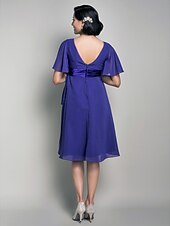 preiswerte Brautjungfernkleider-Lanting Bride® Knie-Länge Chiffon Brautjungfernkleid A-Linie / Prinzessin V-Ausschnitt Mutterschaft mitDrapiert / Überkreuzte Rüschen /
