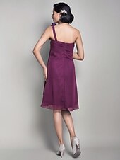 cheap Bridesmaid Dresses-Princess / A-Line Bridesmaid Dress One Shoulder Sleeveless Floral Knee Length Chiffon with Ruched / Flower 2022